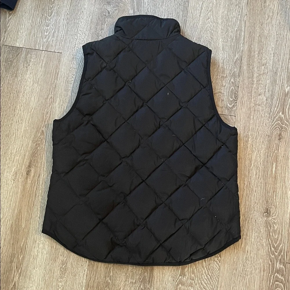 J crew quilted black puffer vest size large casual two way zipper warm cozy